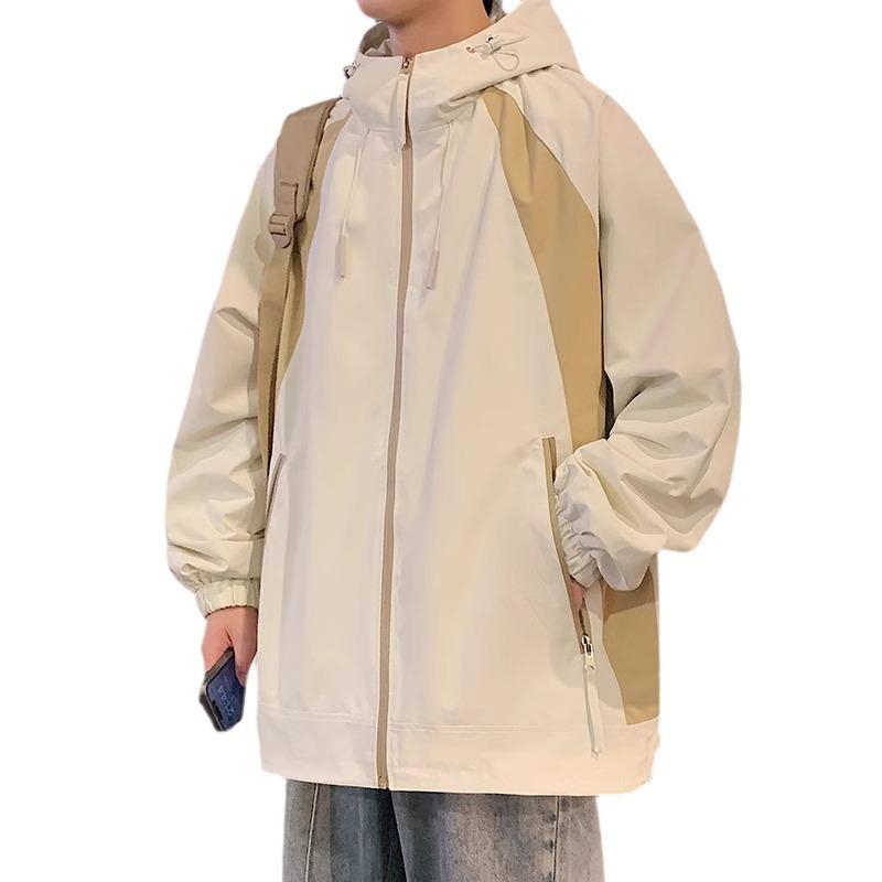 New Jacket Men's Spring and Autumn Casual Hooded American Loose Autumn Suit