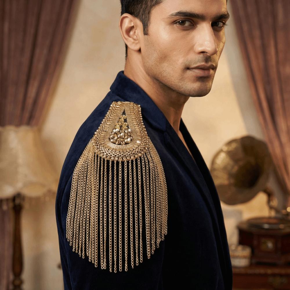 Long Chain Detachable Shoulder Epaulettes Multi Tassel Gold Brooch Jewelry Performance
