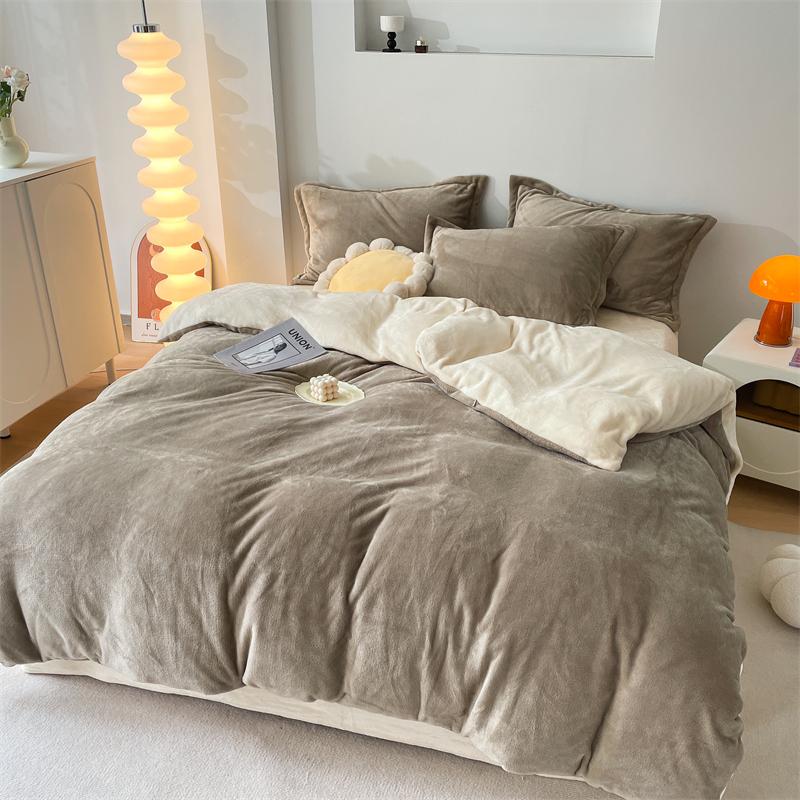 Winter Flannel Duvet Cover Solod Color Soft Warm Quilt Cover Cozy Thick Comforter Cover for Adults Children Queen King Bed Linen