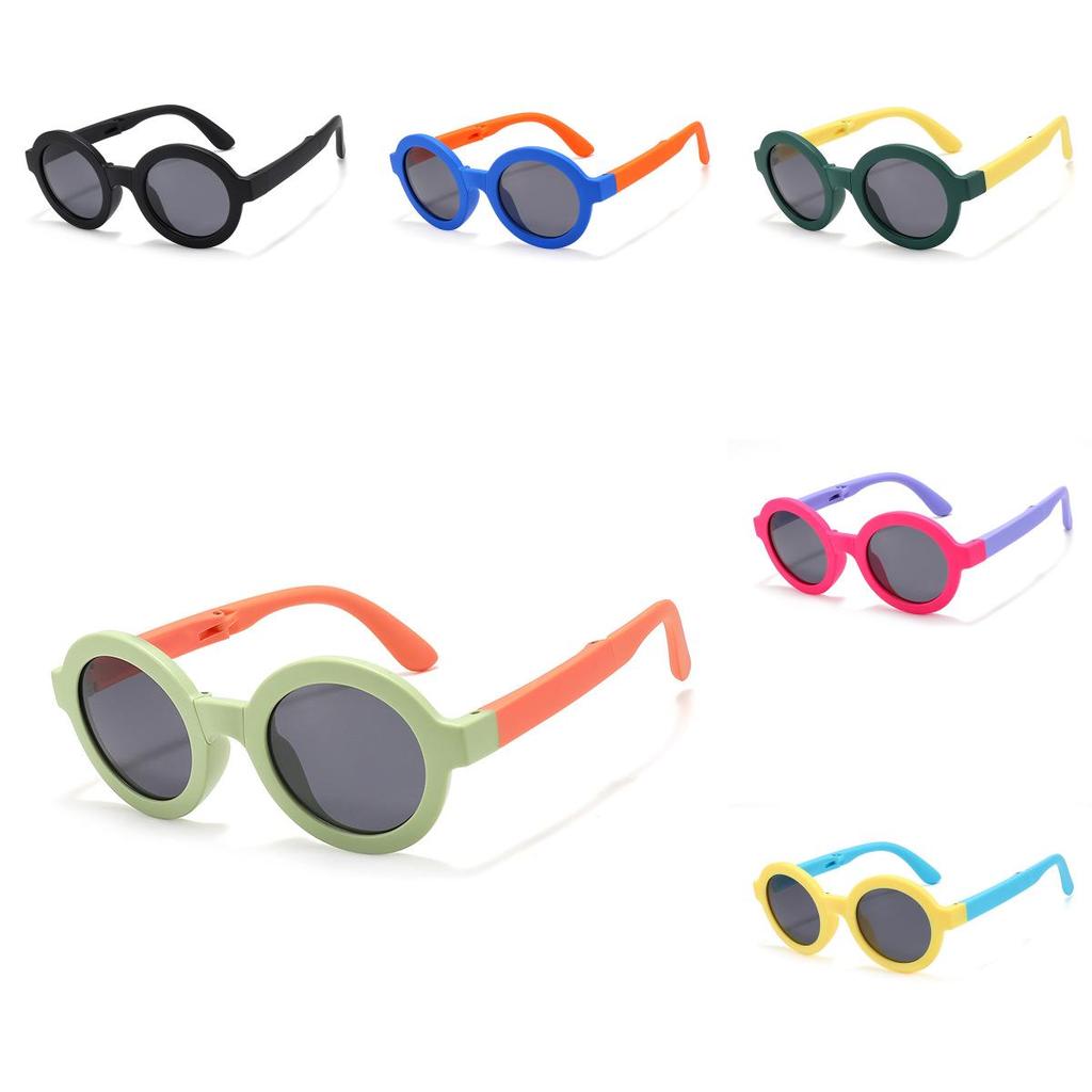 Childrens Sunglasses Foldable Round Frame Summer Outdoor Sun Protection Uv
