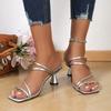 New summer fashion versatile strap high-heeled sandals elegant and simple solid color square head thick heel open-toed women's shoes
