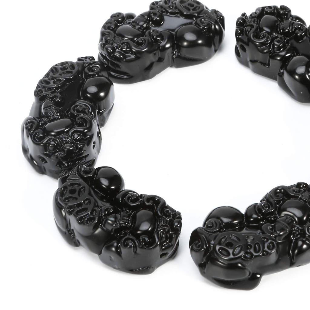 Formation Obsidian Power Six Pixiu Lucky Charm AAA Natural Stone Hexagram Obsidian Good Protection from Luck Career Love Financial Fortune Telling