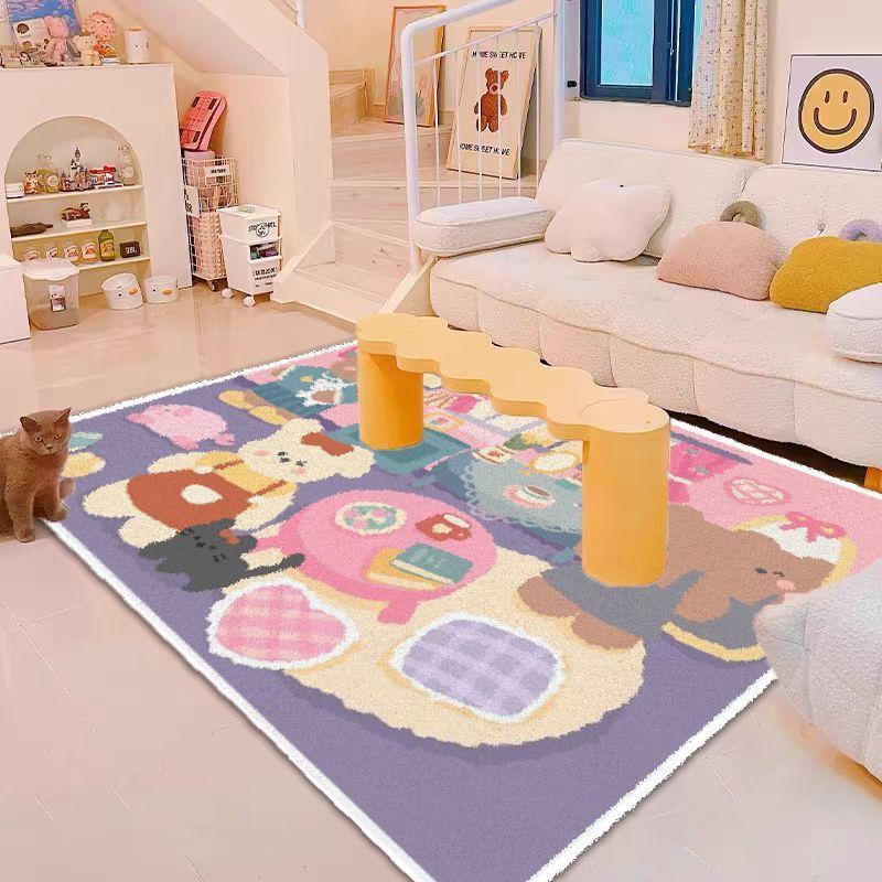 Casa Tapete Quarto Cama Cobertor Quarto de Menina Curto Veludo Resistente à Sujeira Sala de Estar Grande Área Infantil Quebra-cabeça Tapete de Chão Emenda