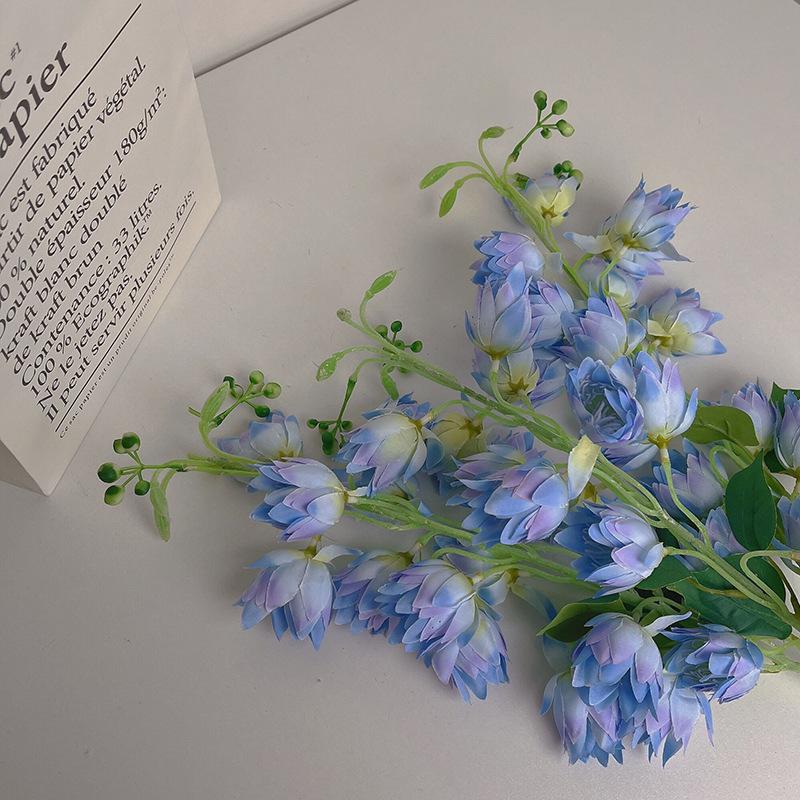 Flores Artificiais 83cm Campanula Flor Sino Azul Flocagem Ramo de Flor para Casamento Casa Decoração Floral de Mesa Jacinto Flor de Seda