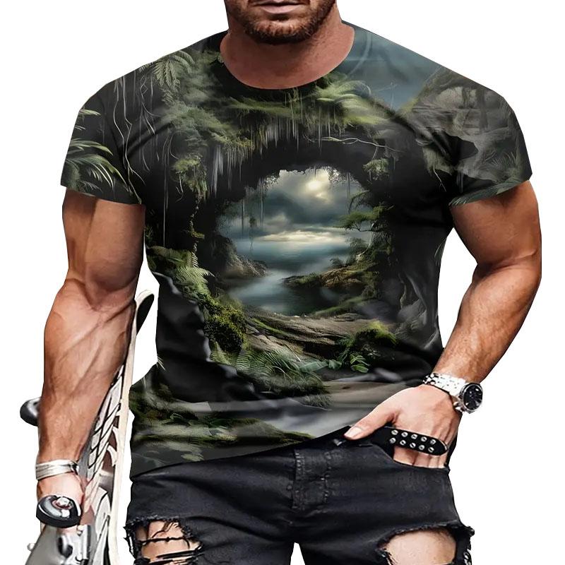 

Модная летняя удобная мужская футболка с круглым вырезом и короткими рукавами с цифровой печатью, подходящая для активного отдыха 6XL