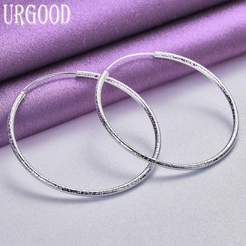 Stříbro 925 50/60 mm matné kruhové náušnice Módní šperky