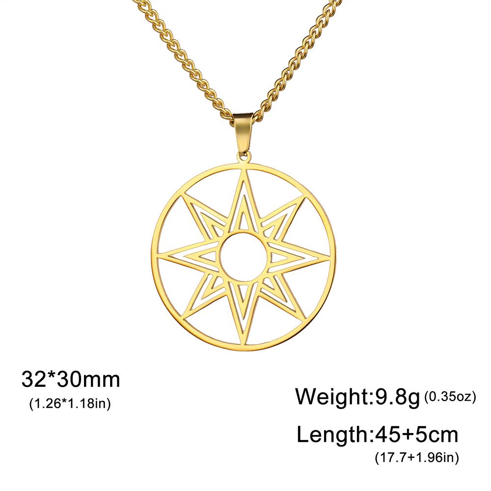 Dawapara Octagram Necklace Star of Ishtar Inanna Goddess Assyrian Star Pendant Stainless Steel Ancient Greek Mythology Jewelry