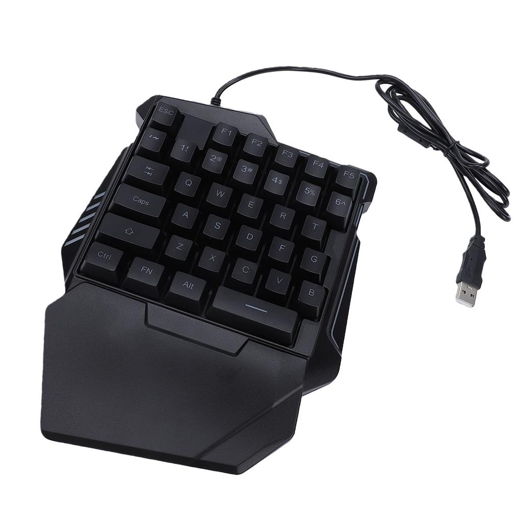 One Handed Gaming Keyboard RGB Backlight 35 Keys Ergonomic USB Portable Wired Gaming Keypad with Wrist Rest