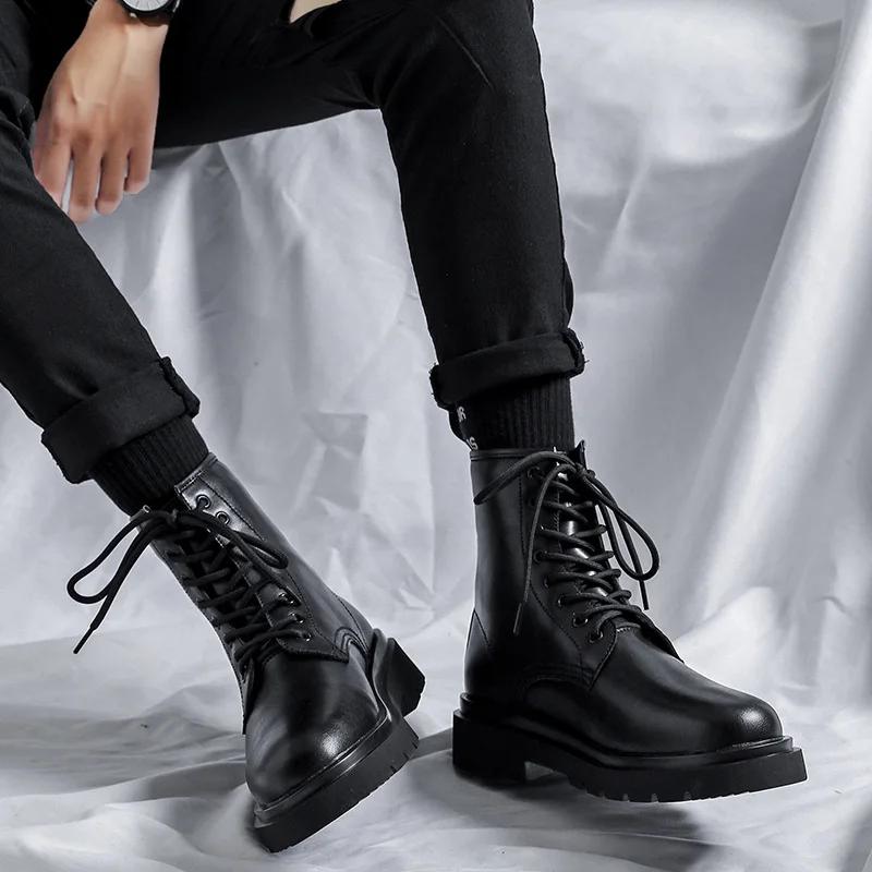 Fashion Ankle Boots Men Genuine Leather Boots Men Shoes Luxury