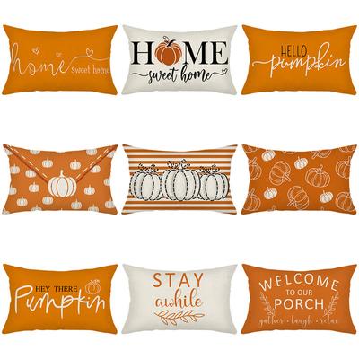 Pumpkin Waist Pillowcase Living Room Sofa Holiday Decoration Linen Printed Waist Pillowcase Cushion Cover