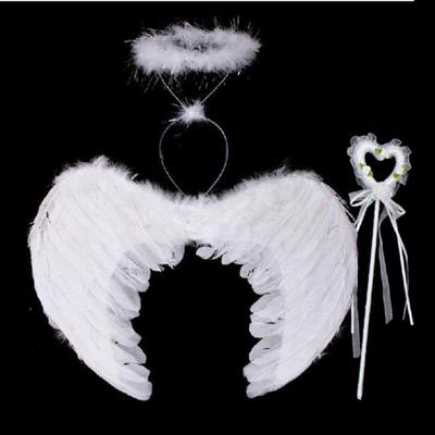 Φτερά αγγέλου 3τμχ Σετ White Butterfly Wings Halloween Costume Cosplay