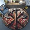 Viking Axes Wooden Shield Round Crystal Velvet Rug Norse Warrior Theme Decorative Floor Mat for Game Room or Study