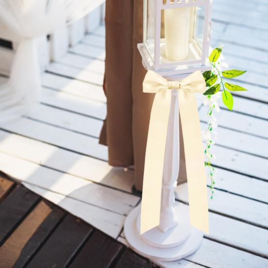 6 Pcs Candlestick Bow Decor Large Candle Holder Ribbon Bows Dining Table Centerpieces for Gift Wrapping Wedding Bridal Shower Bachelorette Party Decor