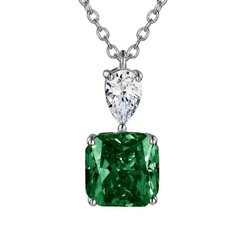 Fashion Girls Pendant Necklace Bright Green Crystal Stone Wedding Anniversary Statement Jewelry For Women  Wholesale