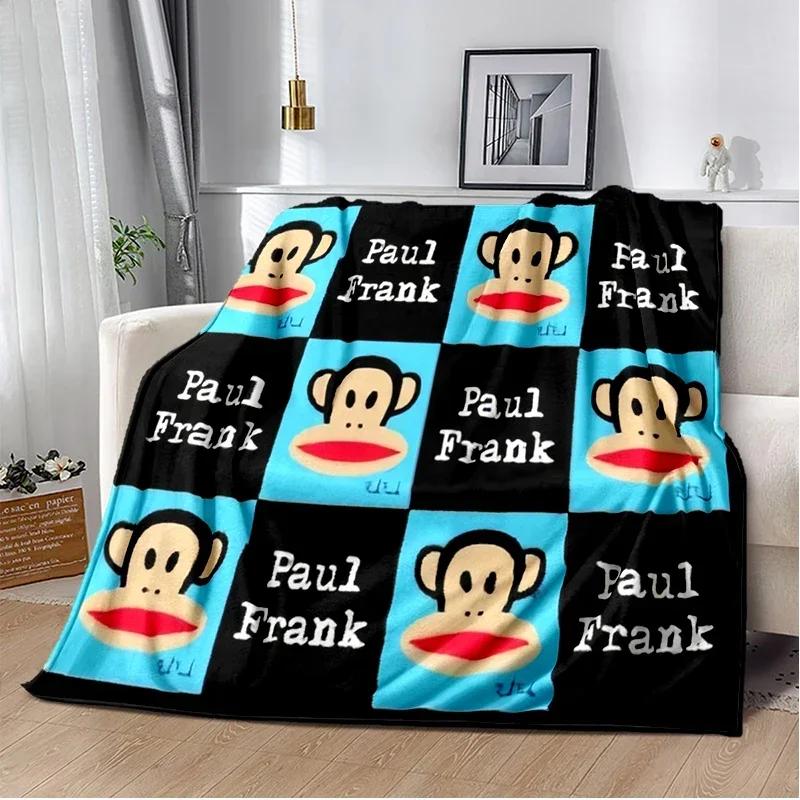 Cartoon Anime P-Paul-Frank Throws Blanket for Baby Hiking Picnic Bed Super Soft Cute kawaii Flannel Blanket Power birthday gift