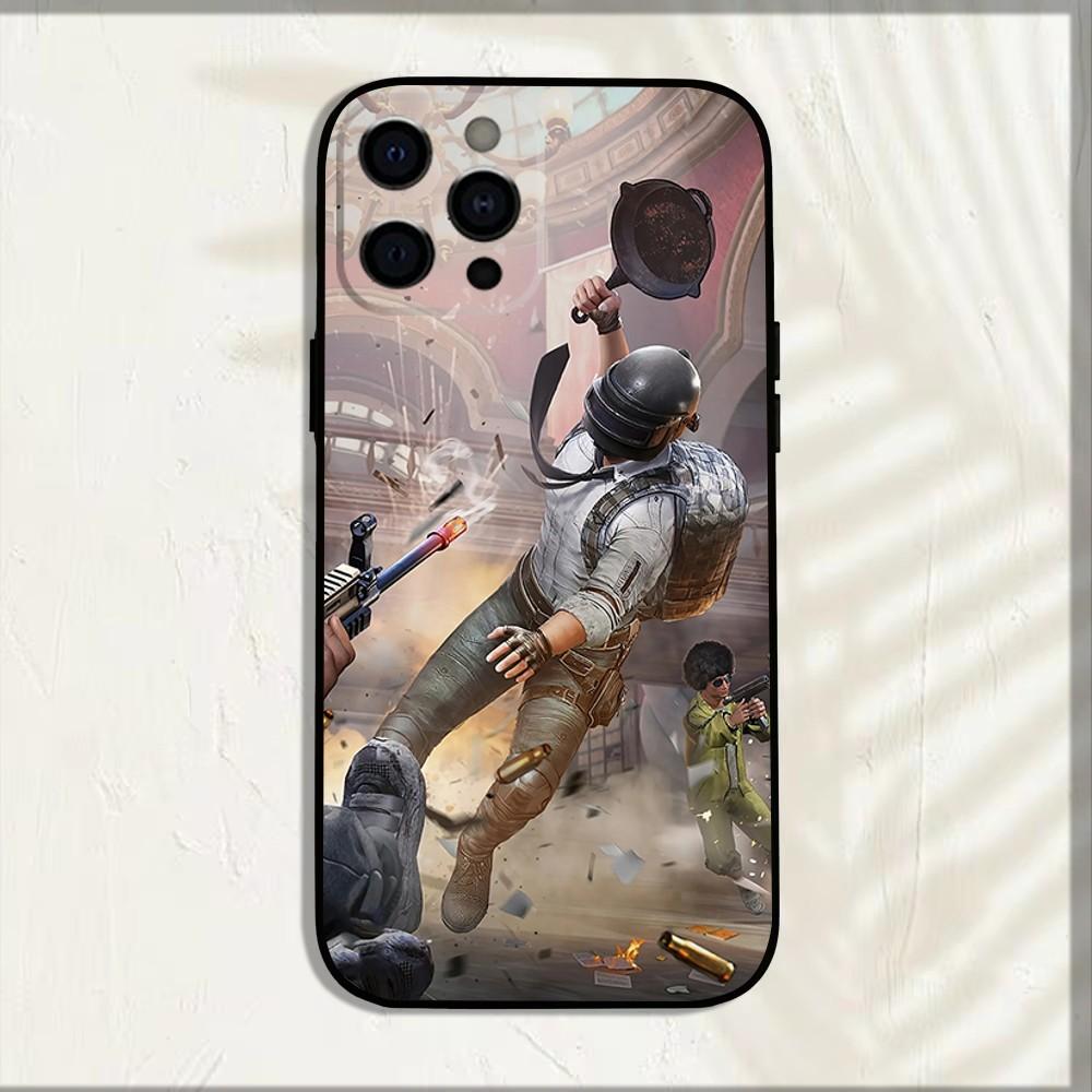 Game P-PUBG Phone Case For iPhone 16,15,14,13,12,11,Pro,X,XS,Max,XR,Plus,Mini Soft Black Cover