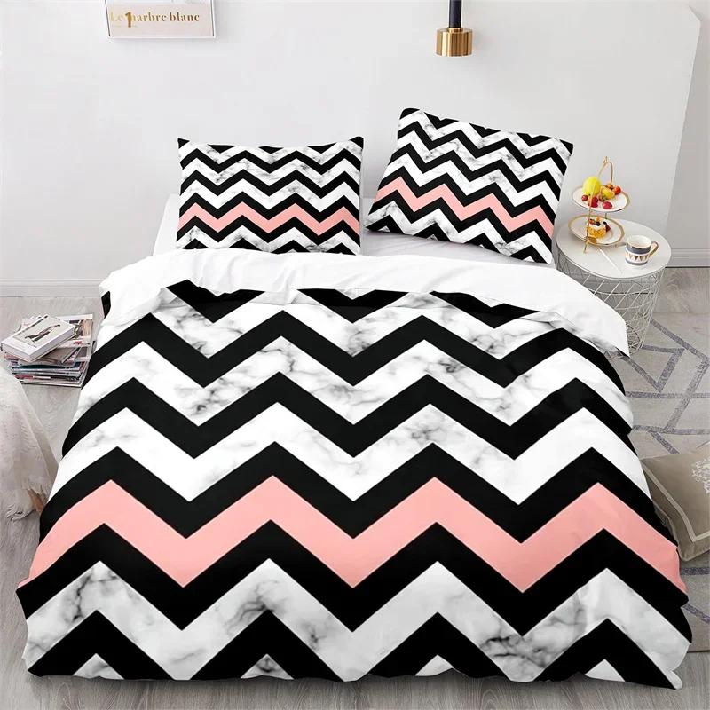 Marble Duvet Cover Full King Microfiber Geometric Bedding Set Abstract Triangle Comforter Cover For Kid Adult Teen Bedroom Decor