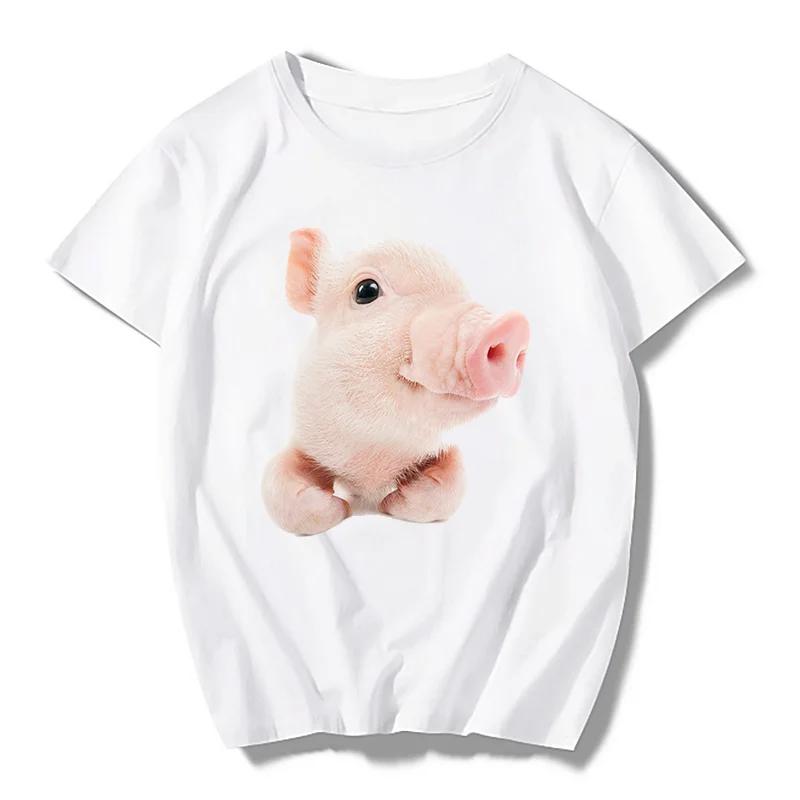 Top self-designed trendy men's T-shirt cute cat cute pig T-shirt women's Harajuku fashion couple loose street style Y2K clothing
