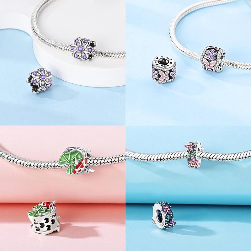 Anniversary Charms Copper Hearts Flower Beads Fit Bracelet Necklace Accessories Bead Jewelry Making Fine Jewelry Gift