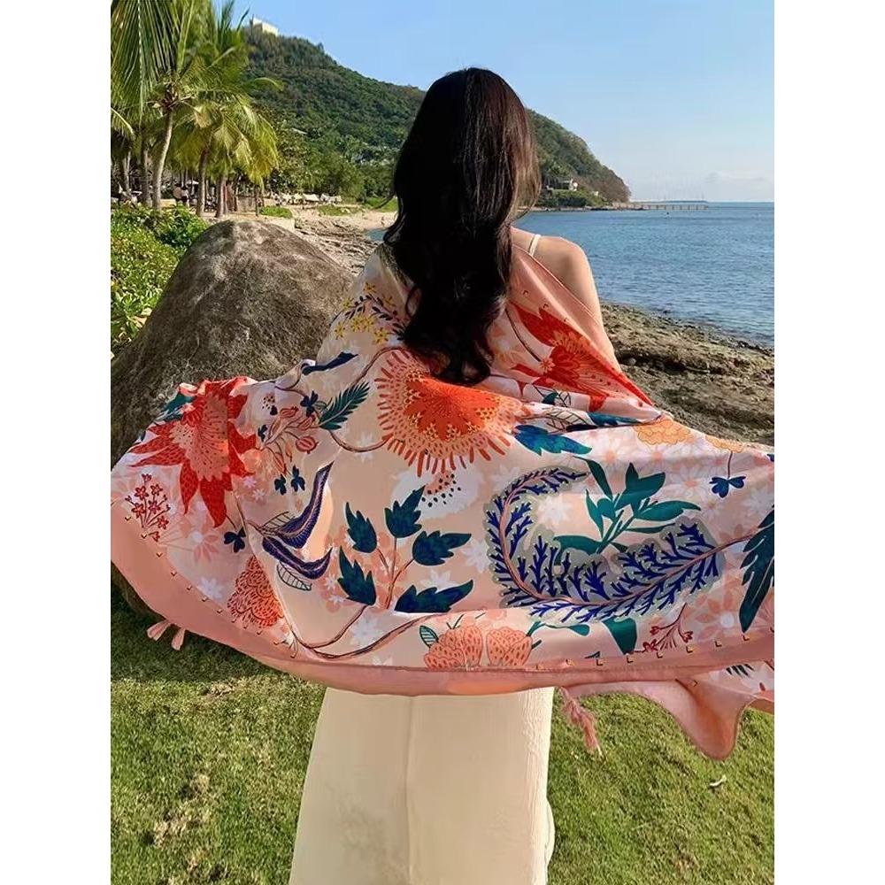 Chaka Salt Lake Great Northwest Tourism Ethnic Style Scarf Silk Scarf Women'S Summer Seaside Beach Shawl Sunscreen Thin