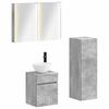 Badezimmermöbel-Set 4-teilig Betongrau Holzwerkstoff und Glas