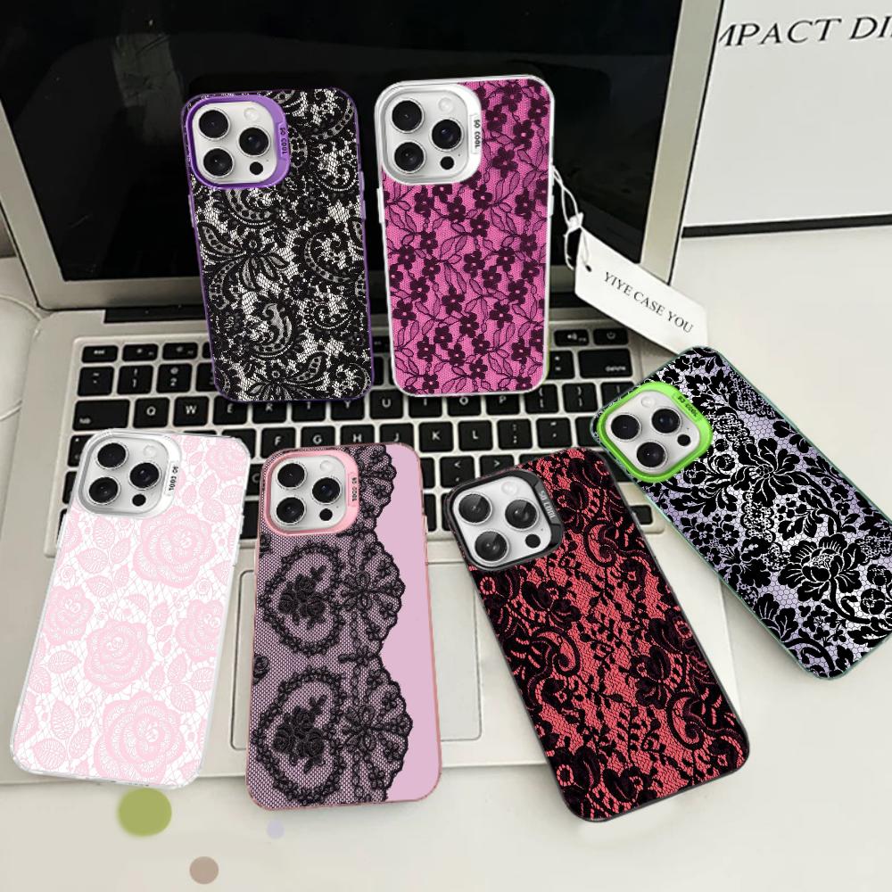 Lace Style Cool Girl Phone Case For IPhone 16 15 14 13 12 11 Pro Max X XR XSMAX 8 7 Plus Matte Shockproof Back Cover