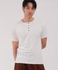 Dibellobeu Slub Henley Neck Short Sleeve T-Shirt_Ivory