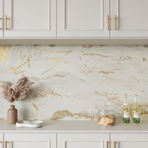 VEELIKE Marble-Look Wallpaper Stickers, Thick, Waterproof, Heat-Resistant, Milky White, Matte, Peelable, Self-Adhesive, 40x300cm, Interior Accent, Wal