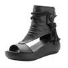 Fashion Retro Women Sandals Fashion Leather Women Boots Breathable Platform Shoes Designer Mid Heels Women Wedges Shoes Sandalias Mujer