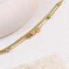 18K Gold Plated Double Layer Heart & Pearl Pendant Bracelet for Women