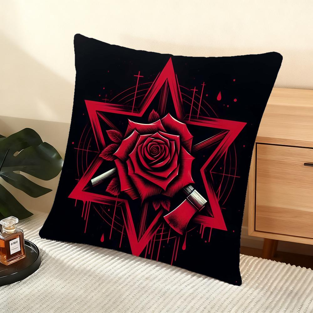 Dead Rose Cushion Cover Soft Short Plush Pillow Cover Smooth Cozy Texture Aesthetic Cushion Case Home Decor