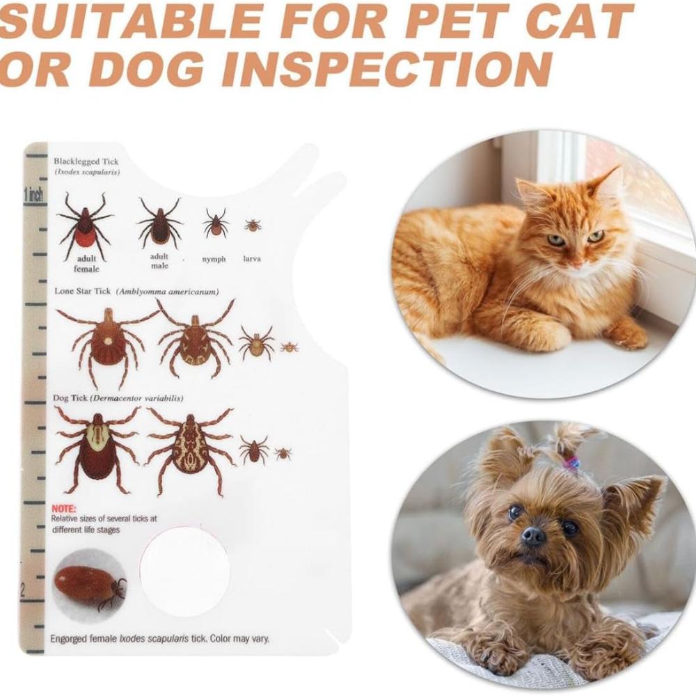 Tick Remover Tools,2 Pcs Tick Catching Card with Magnifying Glass Pets Lice Catcher Plastic Tick Remover Card Suitable for Removing Ticks on Cats and