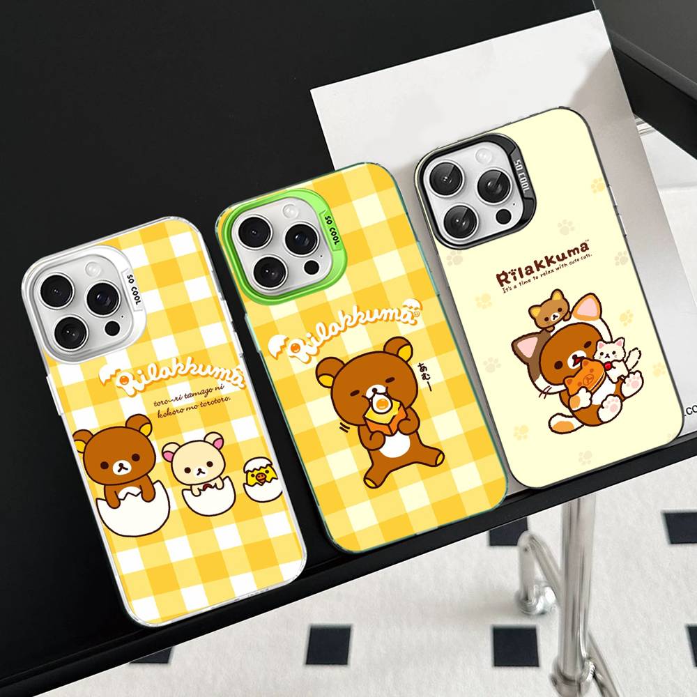 Rilakkuma Relaxed Bear Phone Cover For IPhone 16 15 14 13 12 11 17 Pro Max Plus Color Silver Shell