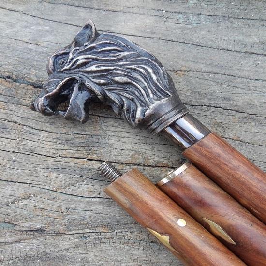 Vintage Designer Brass Handle Antique Style Victorian Cane Wooden Walking Stick