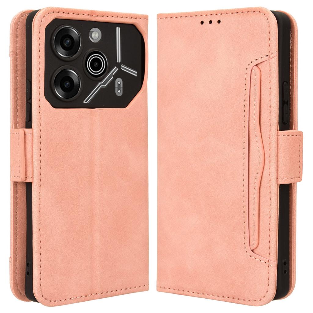For TECNO Pova 6 Pro 5G LI9 Leather Case Multiple Card Slots Phone Cover -  Red