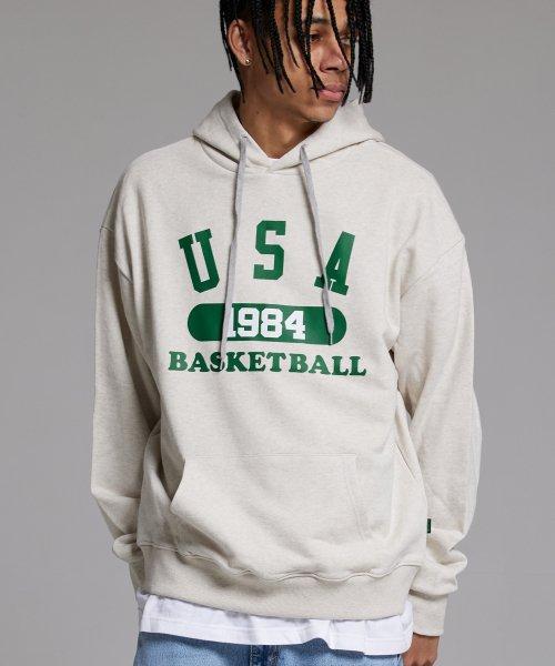 Cream Soda Lab Usa Basketball Hoodie Oatmeal Green M