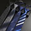 Tie Male Zipper Type Business Occupation Work Security Guard Wedding Groom Student Blue Gray 7Cm No Knots Lazy