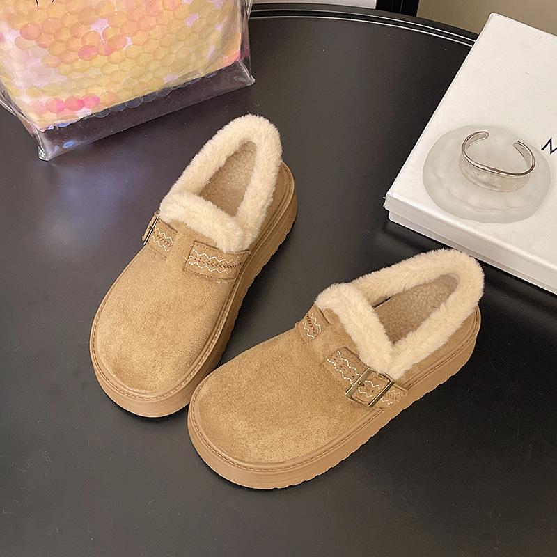 Damskie futrzane zimowe buty śniegowe na grubej podeszwie, lekkie, ciepłe, wyściełane, antypoślizgowe, do noszenia na co dzień, sportowe, bawełniane buty