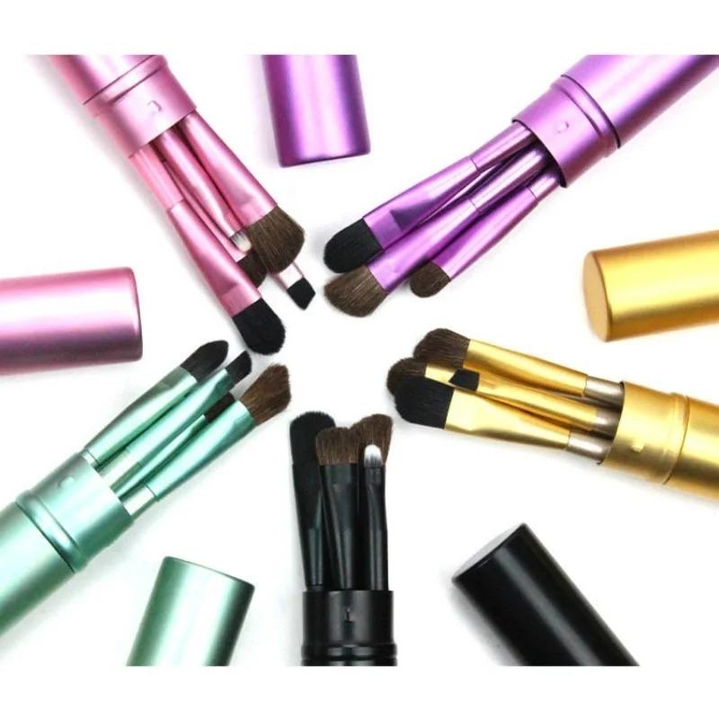 5PCS/Set Makeup Brushes Wood Handle Eye Shadow Brush Mujer Maquillajes Eyebrow Brush Cylindrical Small Pen Beauty Make Up Tool