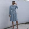 YYFS Women's Vintage Polka Dot Print Long Sleeve Slim Casual Dresses