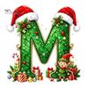 Santa Hat Letter Tree Pendant 26 Alphabet Christmas Ornament, Personalized Letters Acrylic Hanging Decoration with Festive Elf Pattern Initial