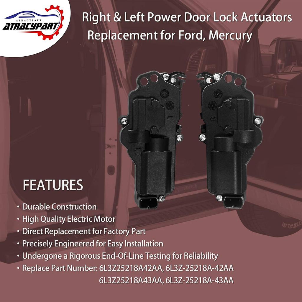 Power Door Lock Actuators Kit Set Of 4 | Replacement For Ford F150 F250 F350 F450 Excursion Expedition Mustang & More | Replaces# 6L3Z25218A43AA,