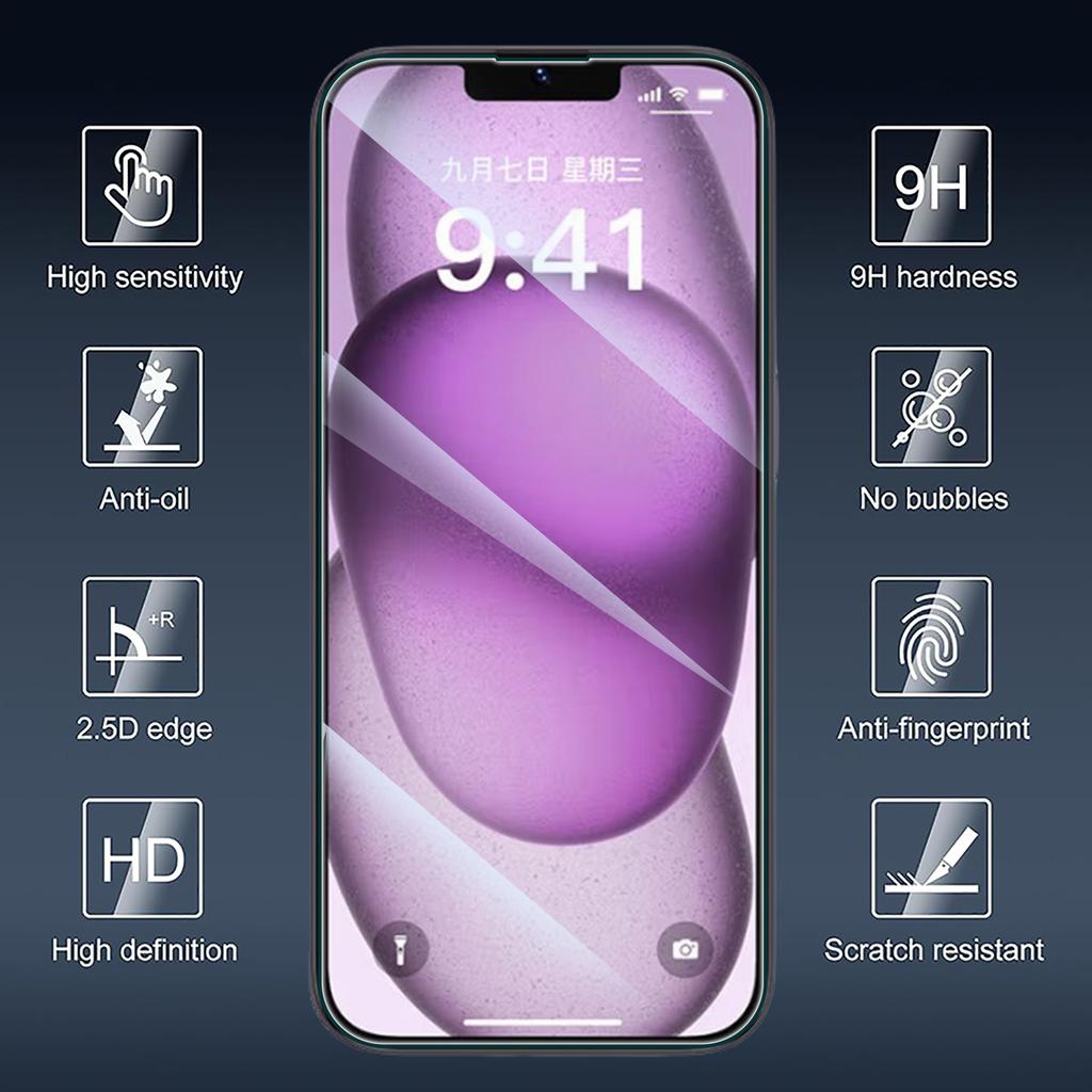 2pcs Protetor De Tela De Vidro HD Para iPhone 16 15 14 13 12 11 Pro Max 14 Plus X XS XR Vidro Temperado Para iPhone 16e SE 4 Filme