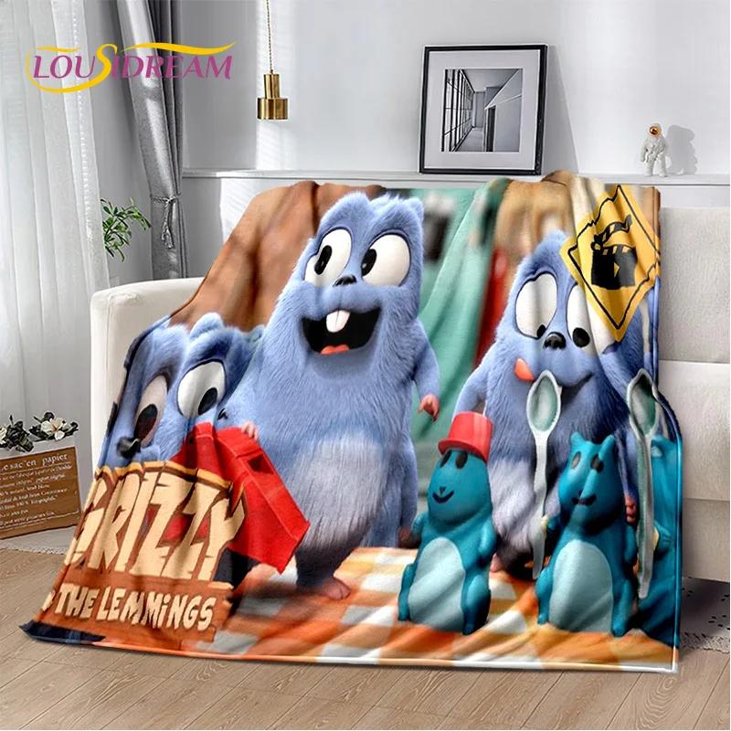 Cartoon Grizzy and The Lemmings Soft Flannel Blanket for Beds Bedroom Sofa Picnic,Throw Blanket for Cover Outdoors Leisure Gift