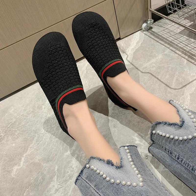 Fashion 2024 new summer women's fashion woven flat shoes round head comfortable loafers