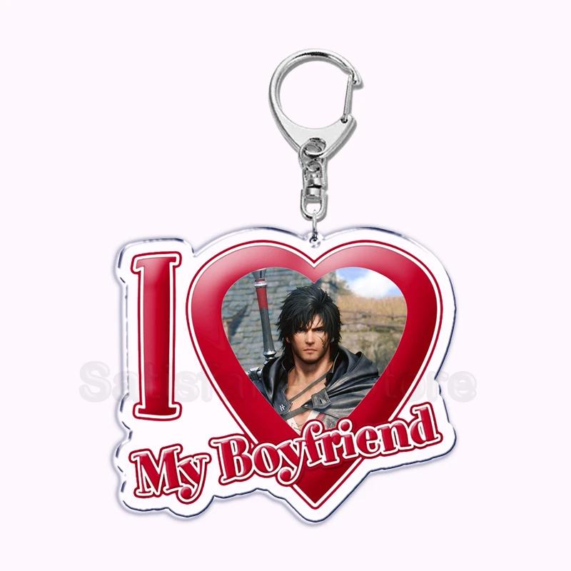 Pfp Sephiroth Acrylic KeyChain Pendant Key Ring I Love My Boyfriend Girlfriend Pink Heart Keyring for Bag Pendant Jewelry Gifts