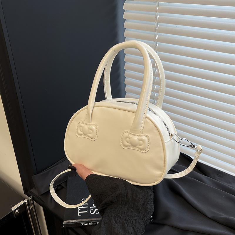 Sweet Bow Portable Small Bag Women's 2025 New Fashion Commuter Bowling Bag Summer Versatile Messenger Bag