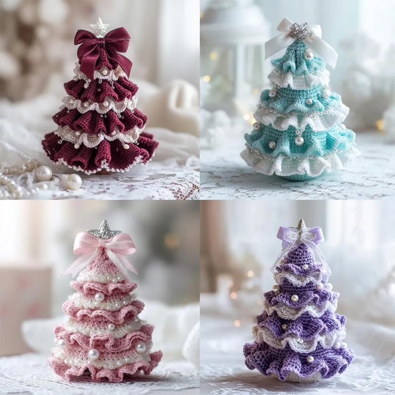 DIY Crochet Christmas Tree Kit Handmade Holiday Decoration Set Crochet Christmas Tree Craft Kit for Beginners with Detail Patter