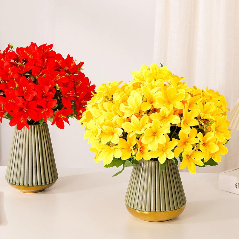 2PCS Simulated 5-forked, 10-headed colorful lilies, wedding and home decorations, artificial daffodils and orchids.