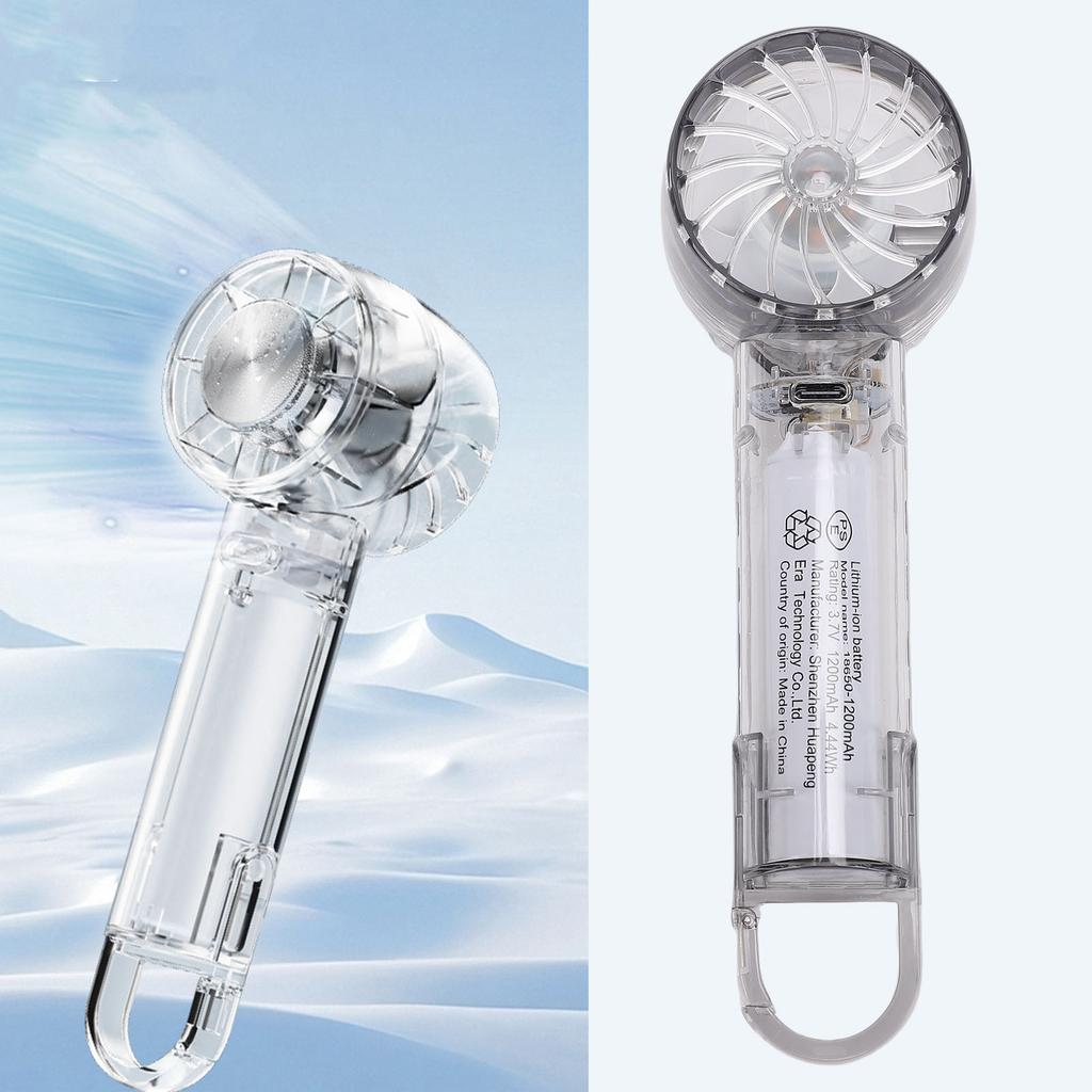 Handheld   Fan 3 Gear Speeds and Cooling Mode USB Ice Compress Transparent Outdoor Handheld Fan for Travel
